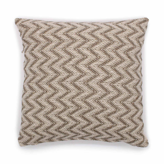 Decorative pillow with zigzag pattern on a white background