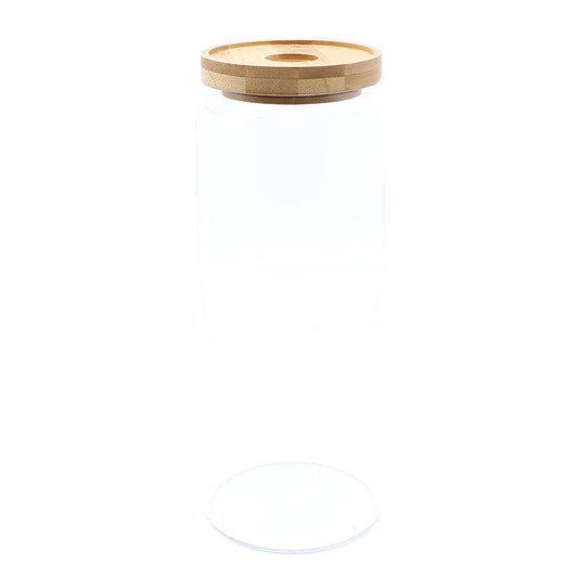 Cottage Bamboo Glass Jar -  Large Capacity 20cm