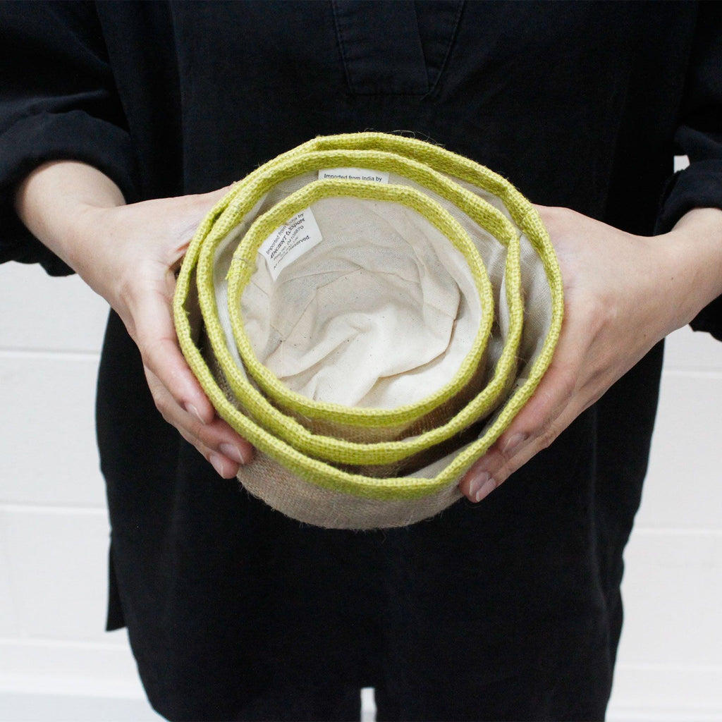 The Tidy Nest: Set of 3 Handwoven Jute Baskets - Clementine