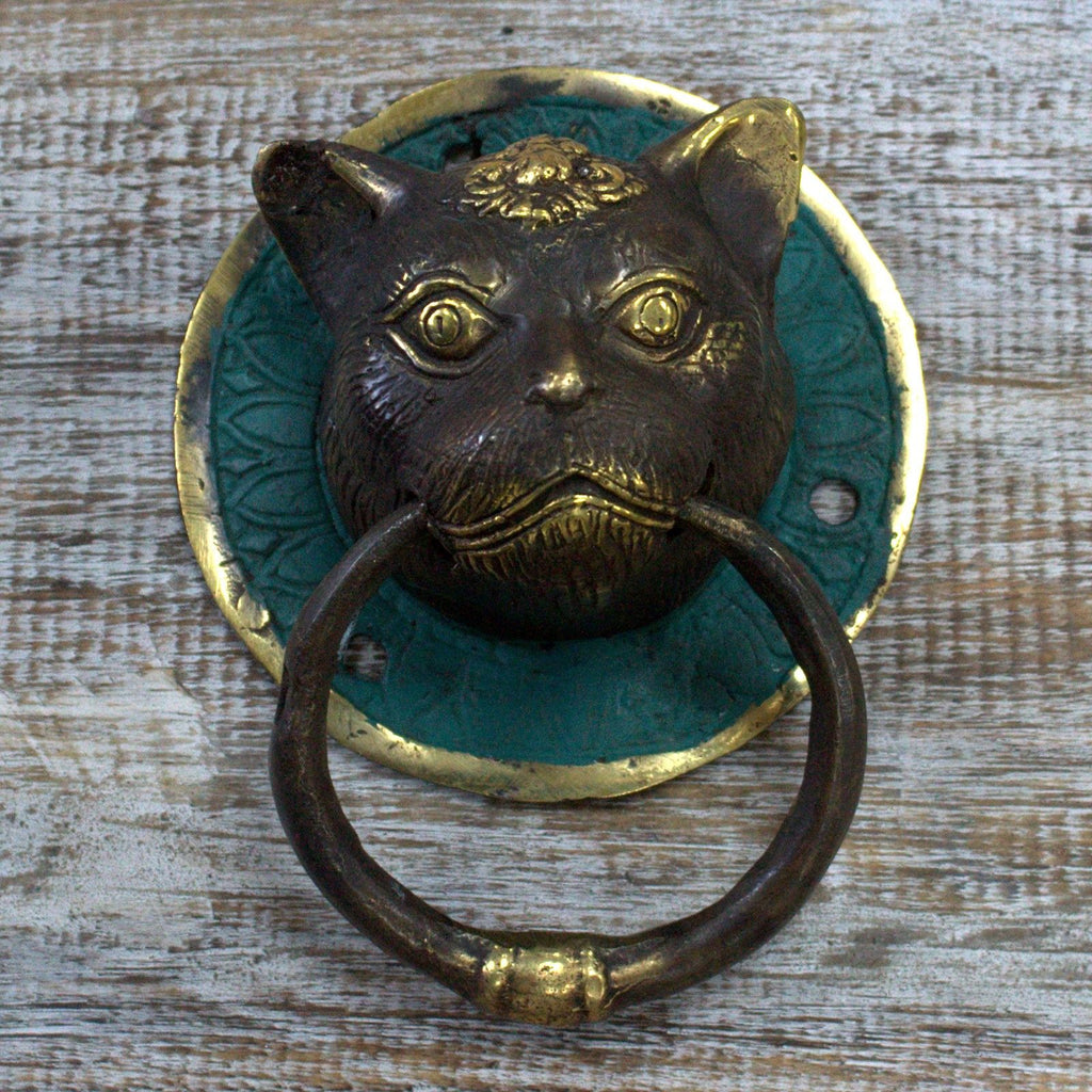 Brass Door Knocker - Cat's Head