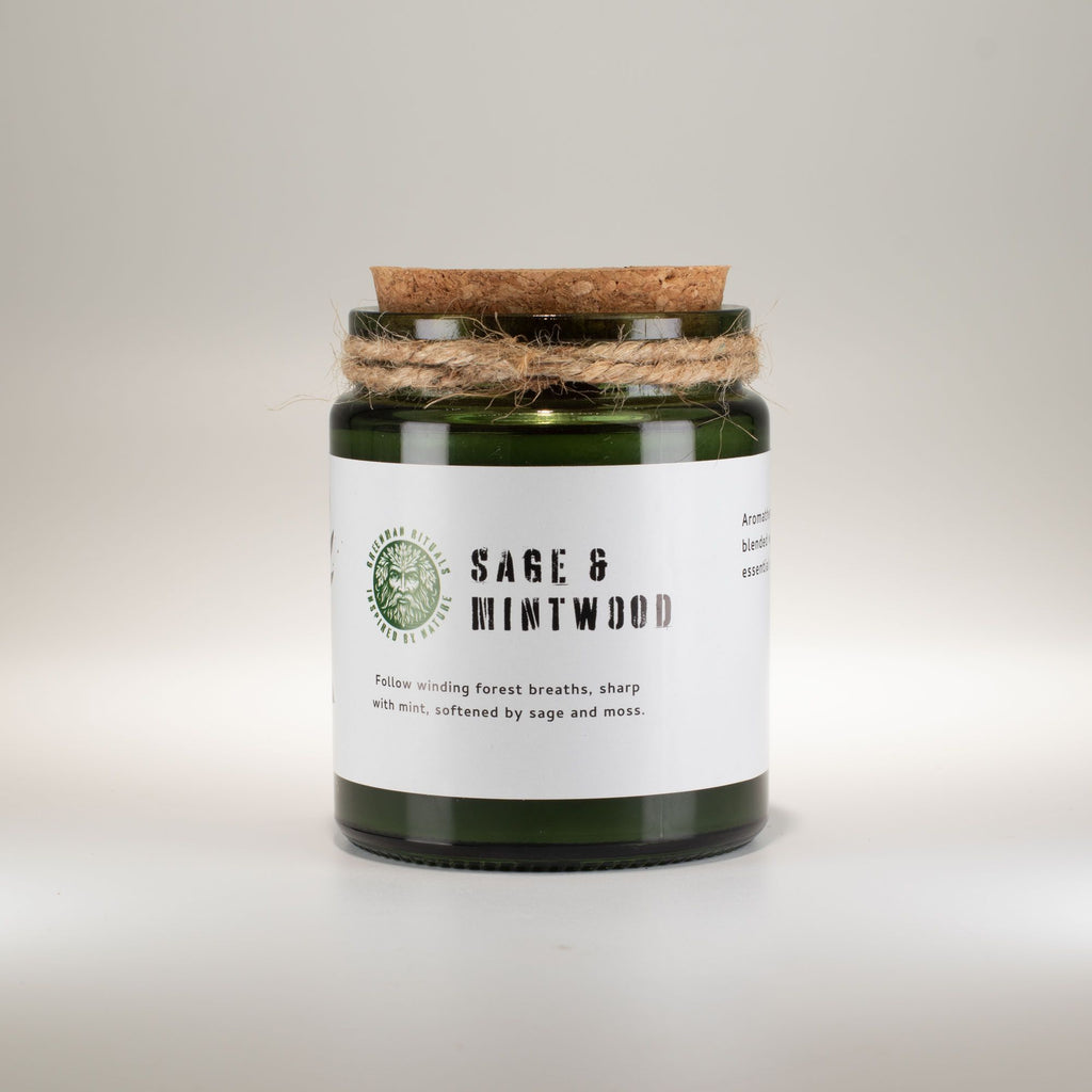 Greenman Woodwick Soy Candle - Sage & Mintwood