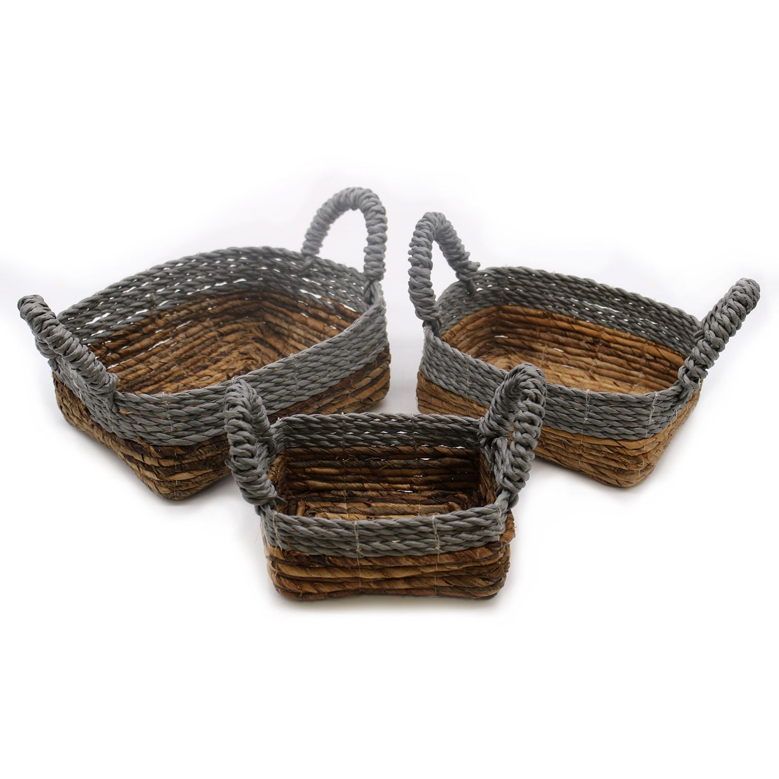 The Forager’s Nest: Banana Leaf & Raffia Basket Set (Square, Set of 3)