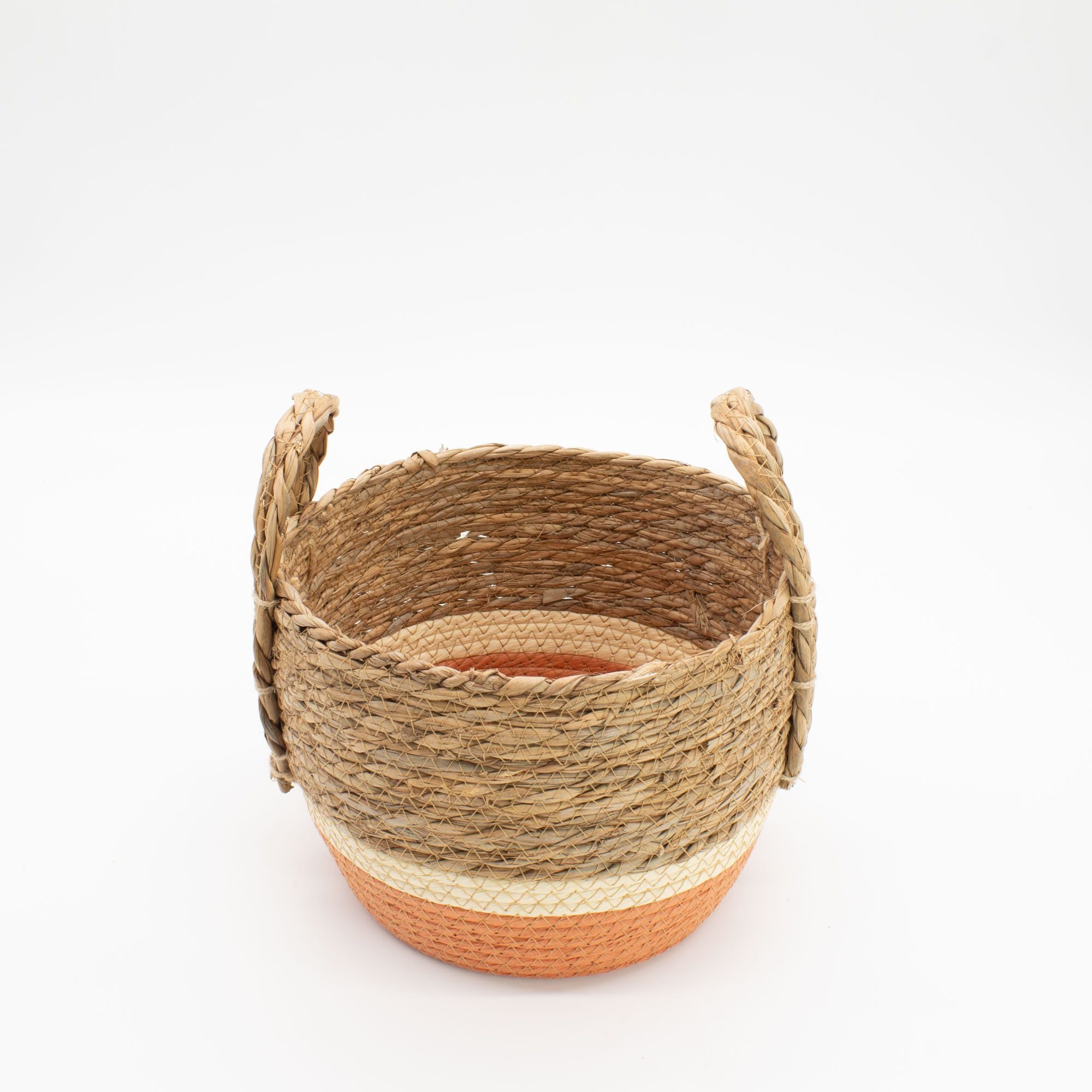 Straw & Seagrass Large Baskets - Ivory & Terracotta  (Set of 3)