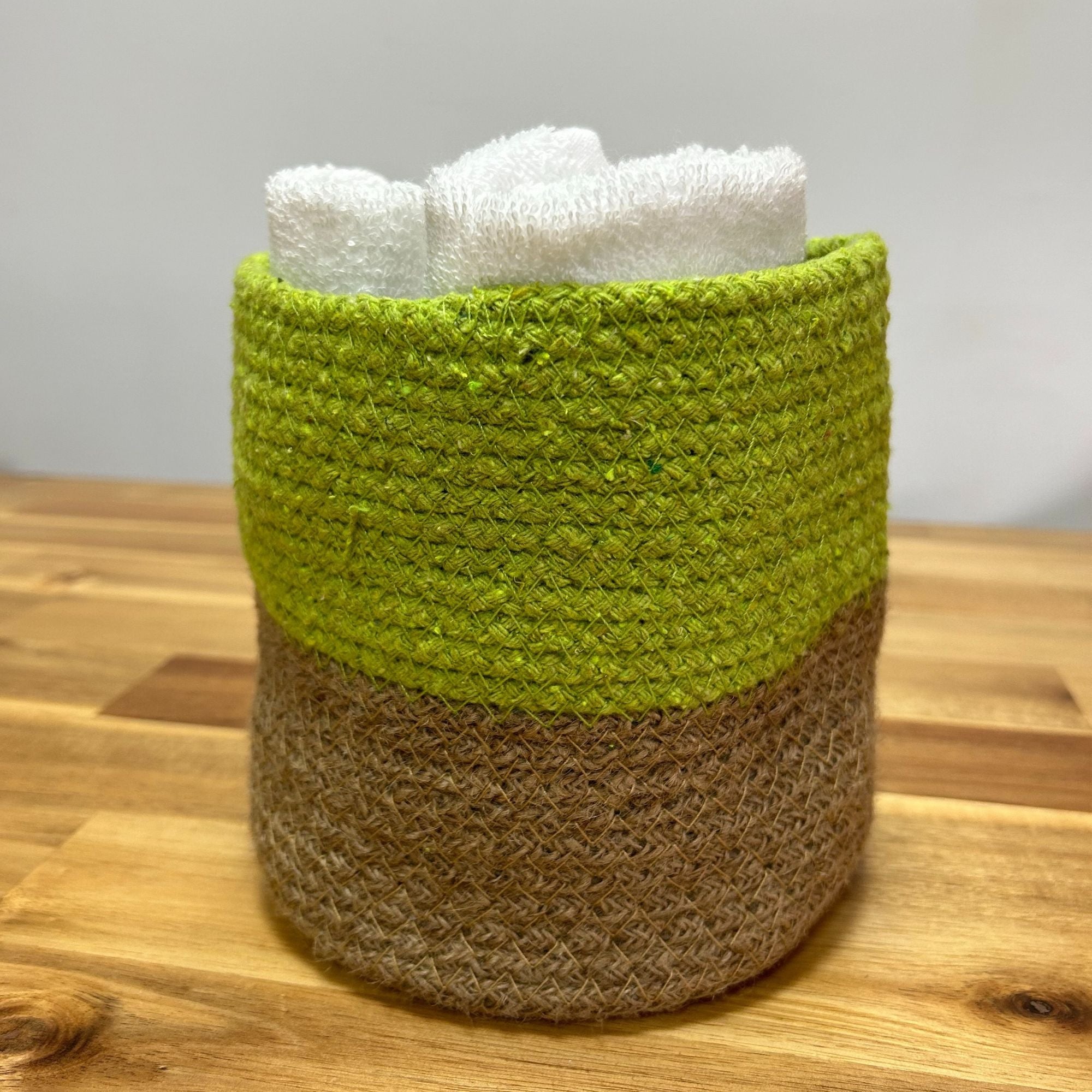 Pistachio Cotton & Jute Rope Storage Baskets - Set of 3