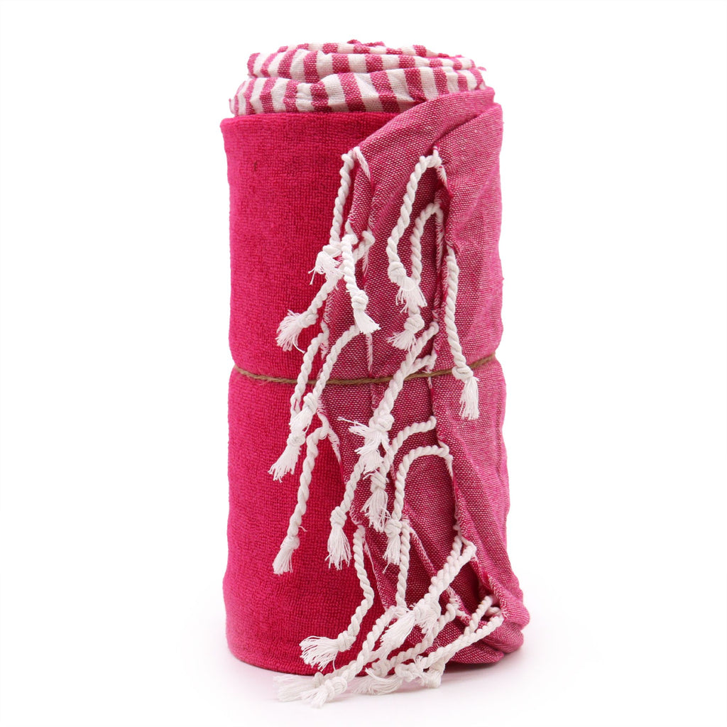 Cotton Pareo, Hammam Towel / Throw - Hot Pink