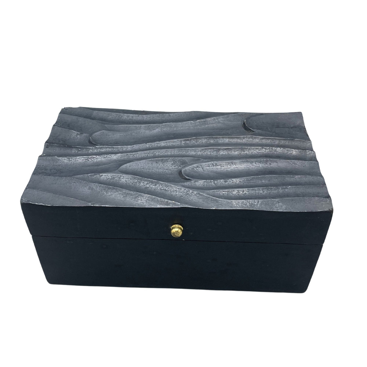 Black jewelry box with textured Black Swirls Keepsakes Box on a white background