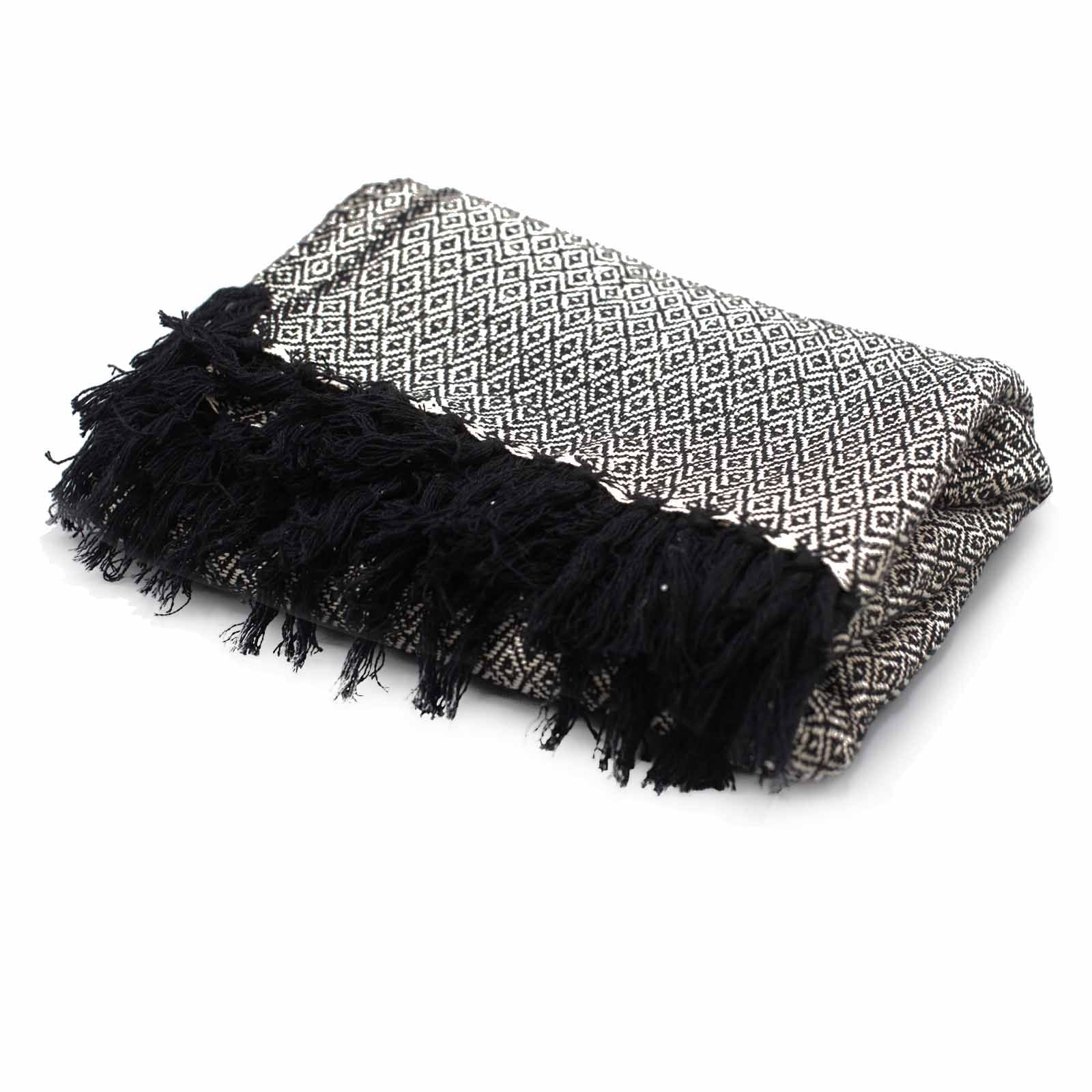 Driftwoven Cotton Tassled Throw - Charcoal