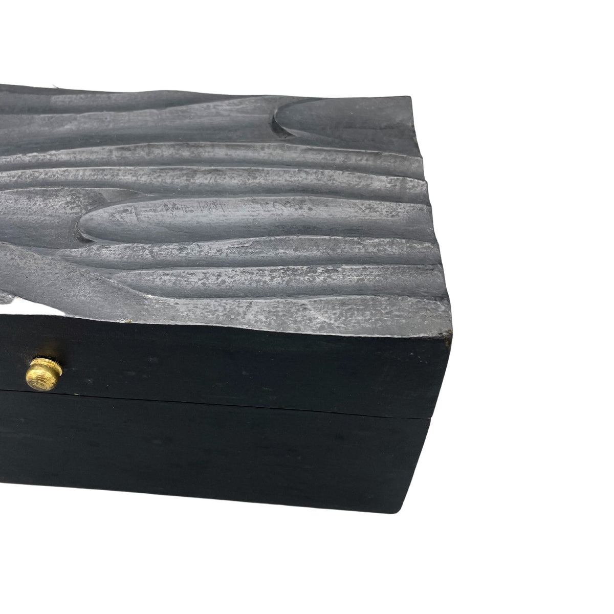 Close up of  Black Swirls Keepsakes Box on a white background