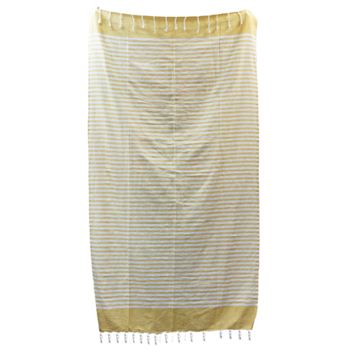 Striped Sunny Yellow Cotton Pario Throw on a white background