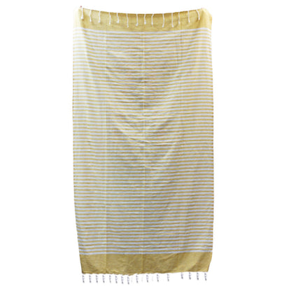 Striped Sunny Yellow Cotton Pario Throw on a white background