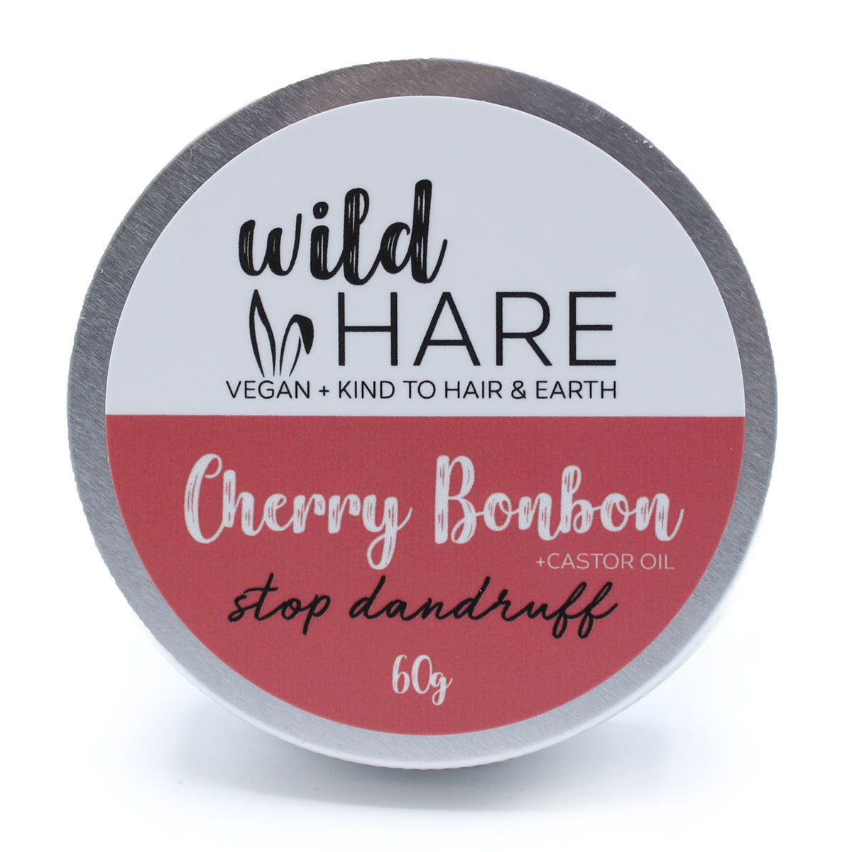 Tin of 'Cherry Bonbon' stop dandruff Wild Hare Cherry Bonbon Solid Shampoo Bar by Wild Hare on a white background