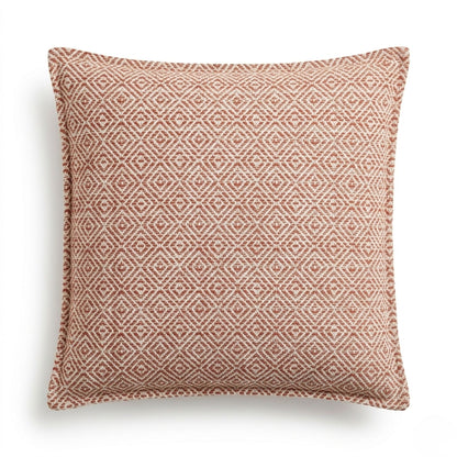 Burgundy Square Cushion Cover pillow with a geometric pattern on a white background