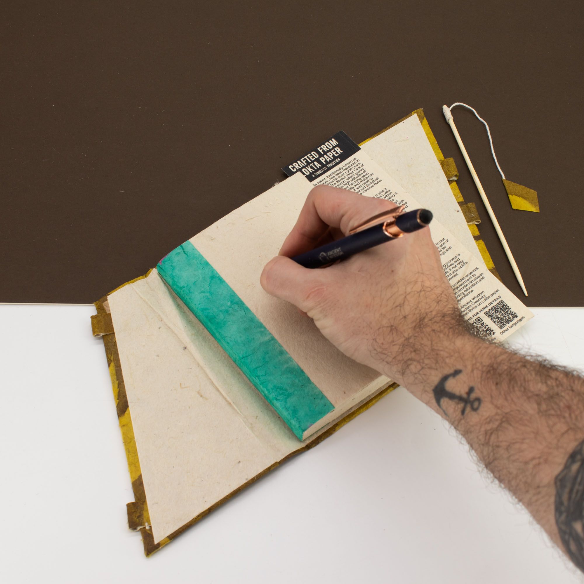 Lokta Bold Mustard Lock Notebook – Pocket (15x12cm)