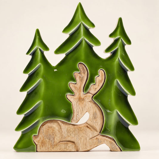 Woodland Stag 3D Mango Wood Ornament