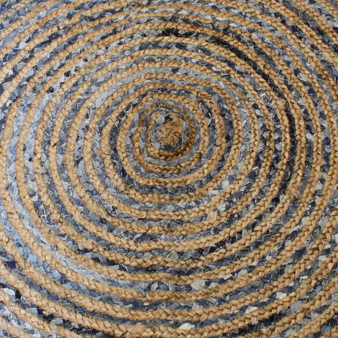 Denim and Jute Round Area Rug