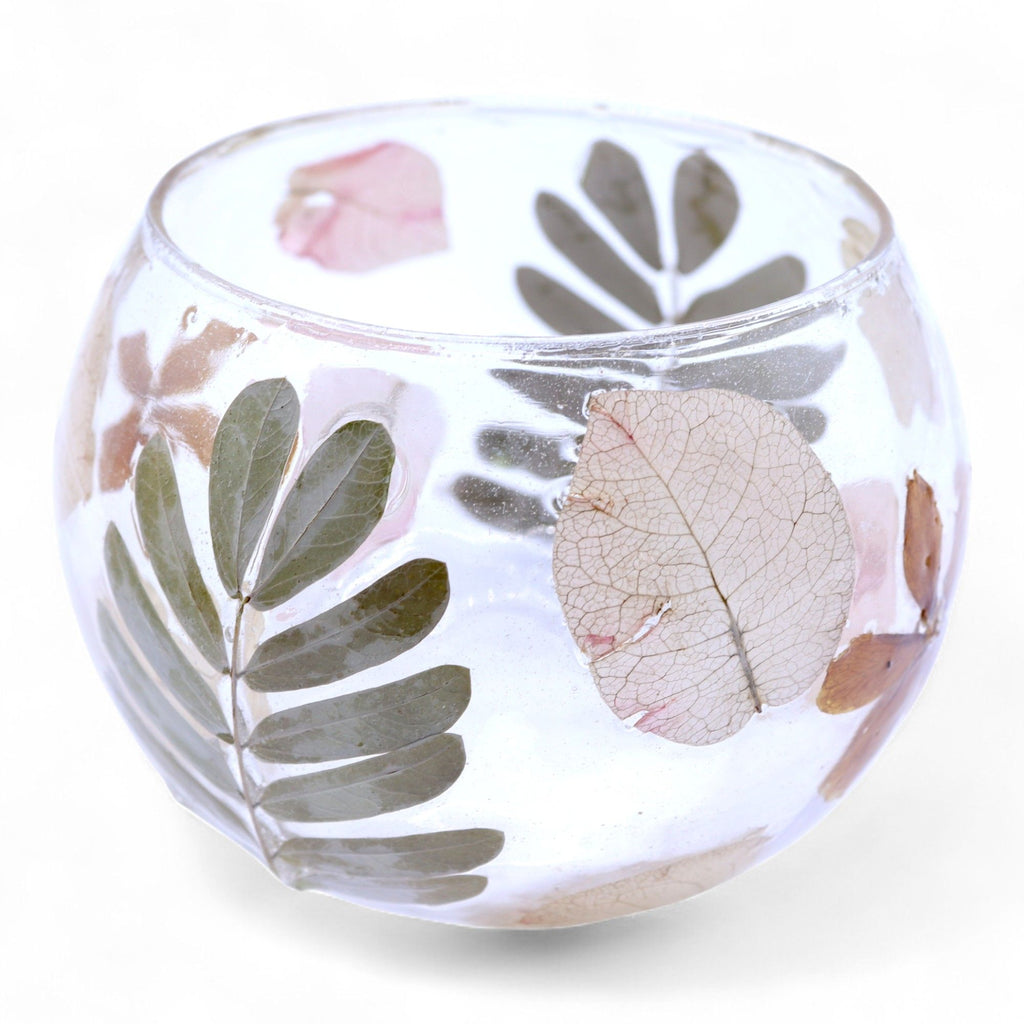Natural Floral Glass - Bowl Candle Holder
