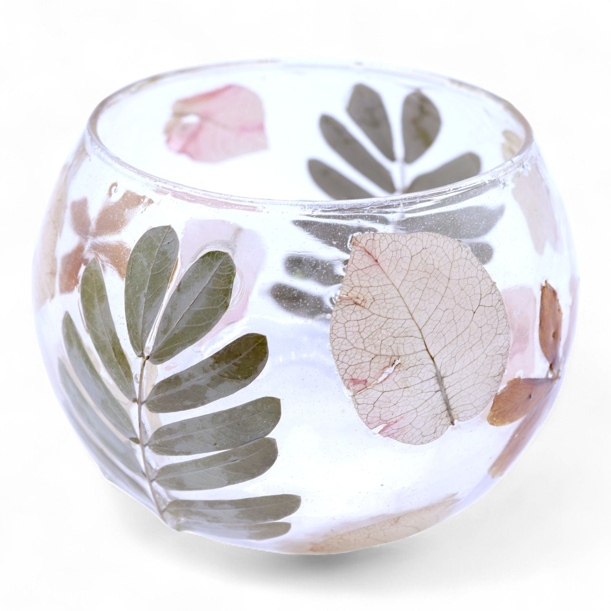 Natural Floral Glass - Bowl Candle Holder