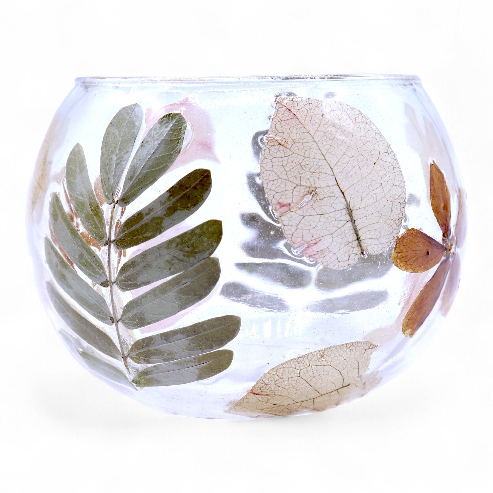 Natural Floral Glass - Bowl Candle Holder