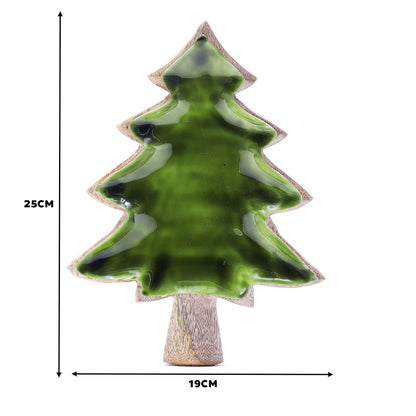 Fir Tree Wood and Enamel Dish
