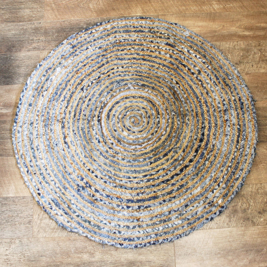 Denim and Jute Round Area Rug