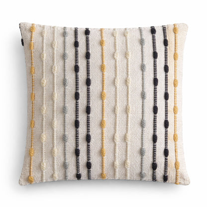 Boho Stripes Cushion with a textured pattern on a white background