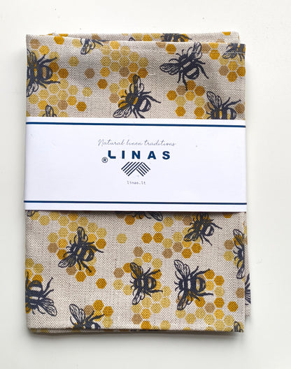 Busy Bees Large Lithuanian Linen Tea Towel