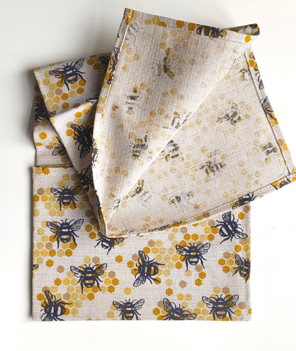 Busy Bees Large Lithuanian Linen Tea Towel