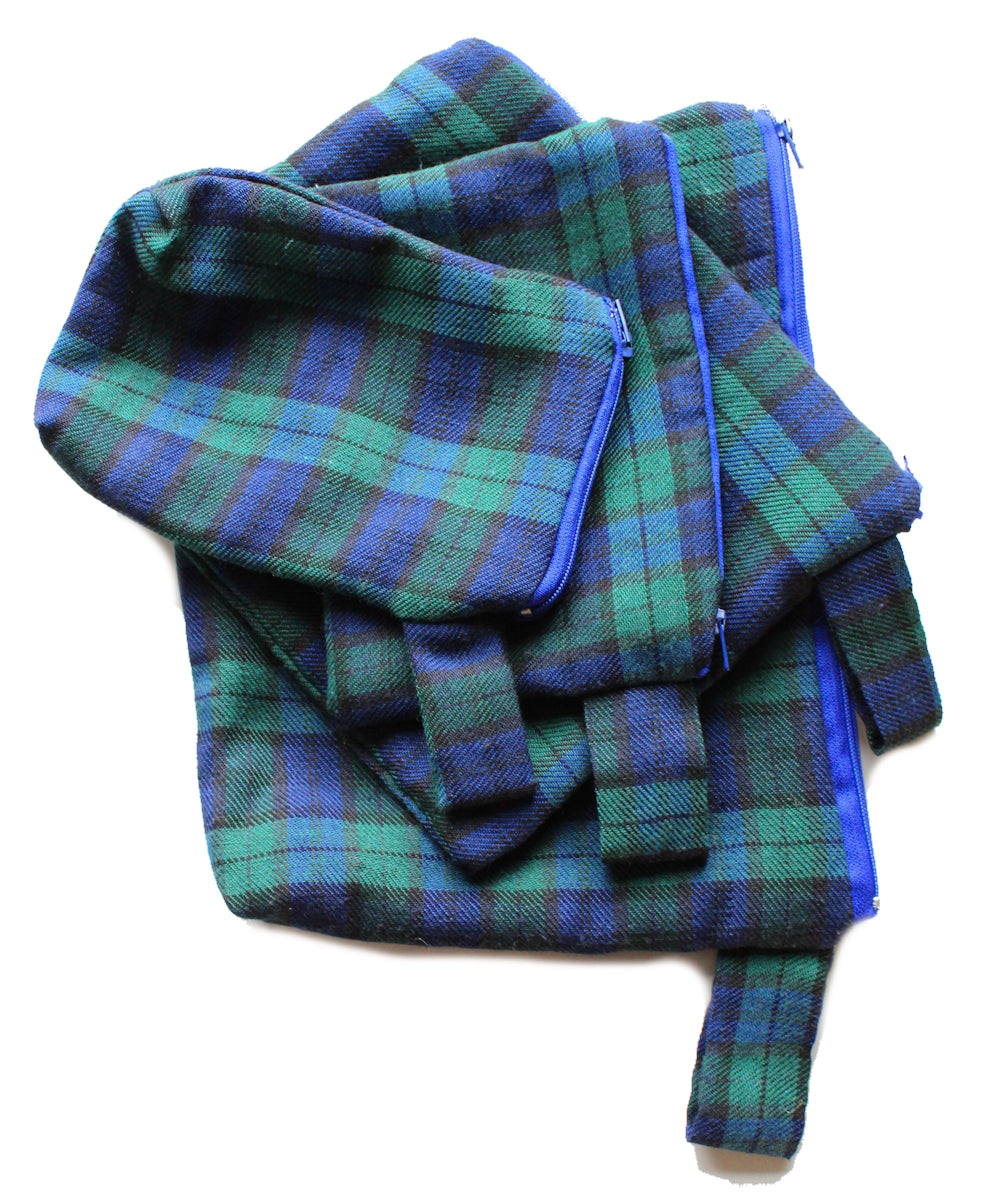 Blue & Green Tartan - Handmade 4 Pouch set