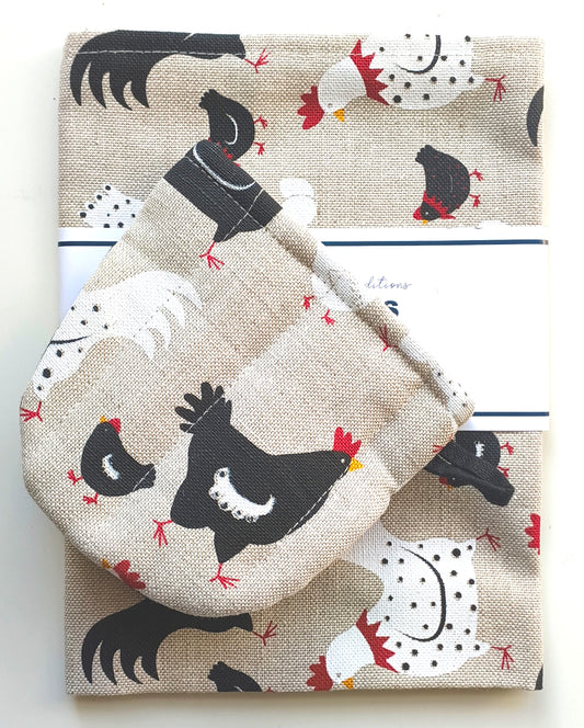 Chicken Tea towel & Mitt Set