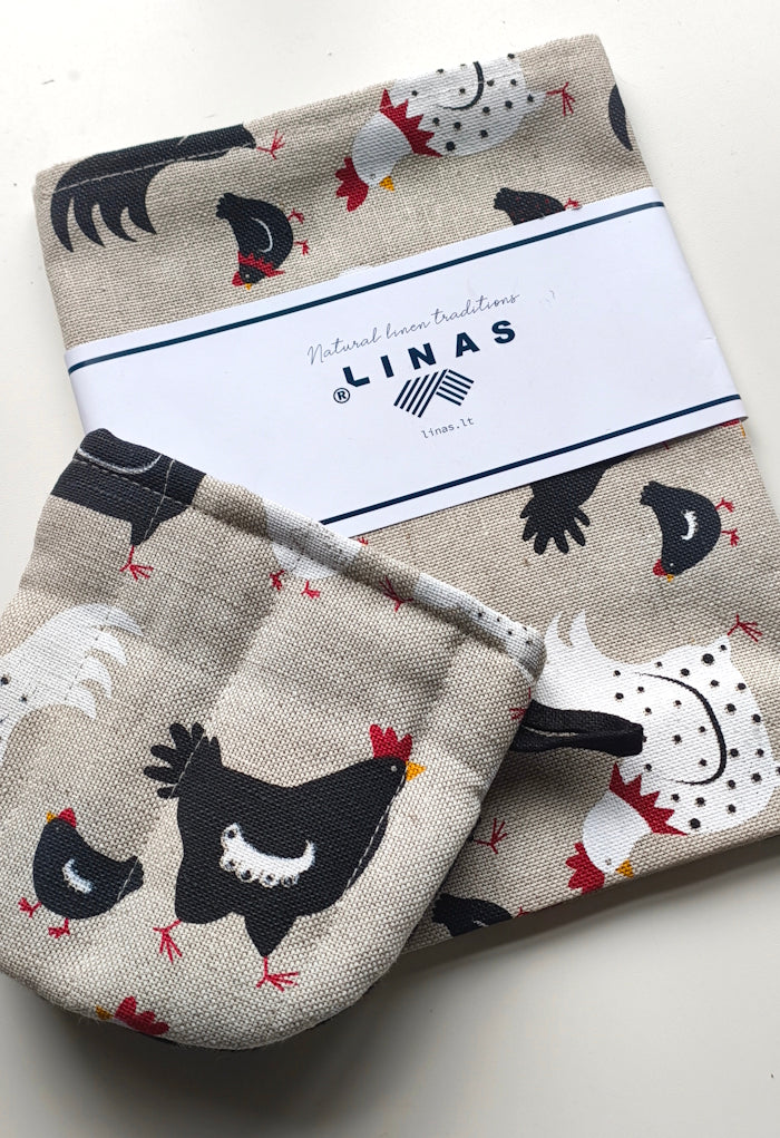 Chicken Tea towel & Mitt Set