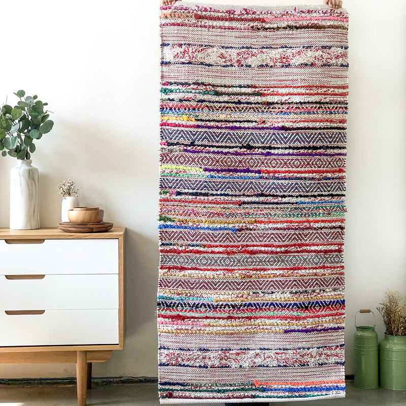 Handwoven Cotton Rug - Cosy and Simple Style