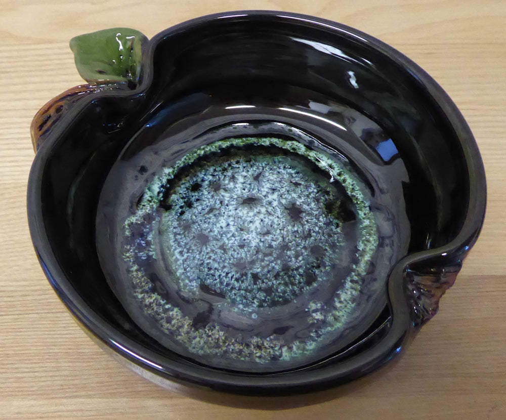 Hand-thrown Lithuanian Lava Glaze Apple Dish