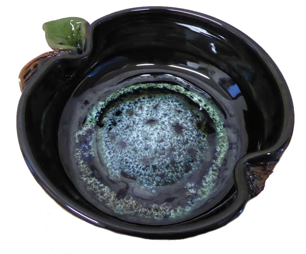 Hand-thrown Lithuanian Lava Glaze Apple Dish