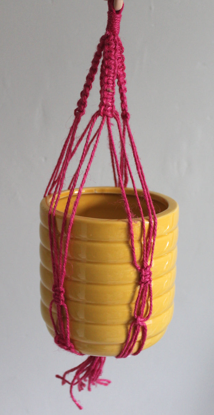 Macrame Pot Hangers - Magenta