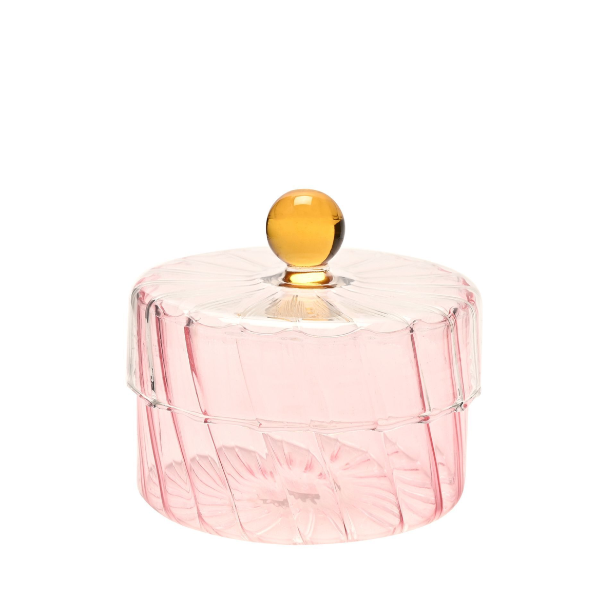 Handmade Coloured Glass Trinket Box - Rose & Amber