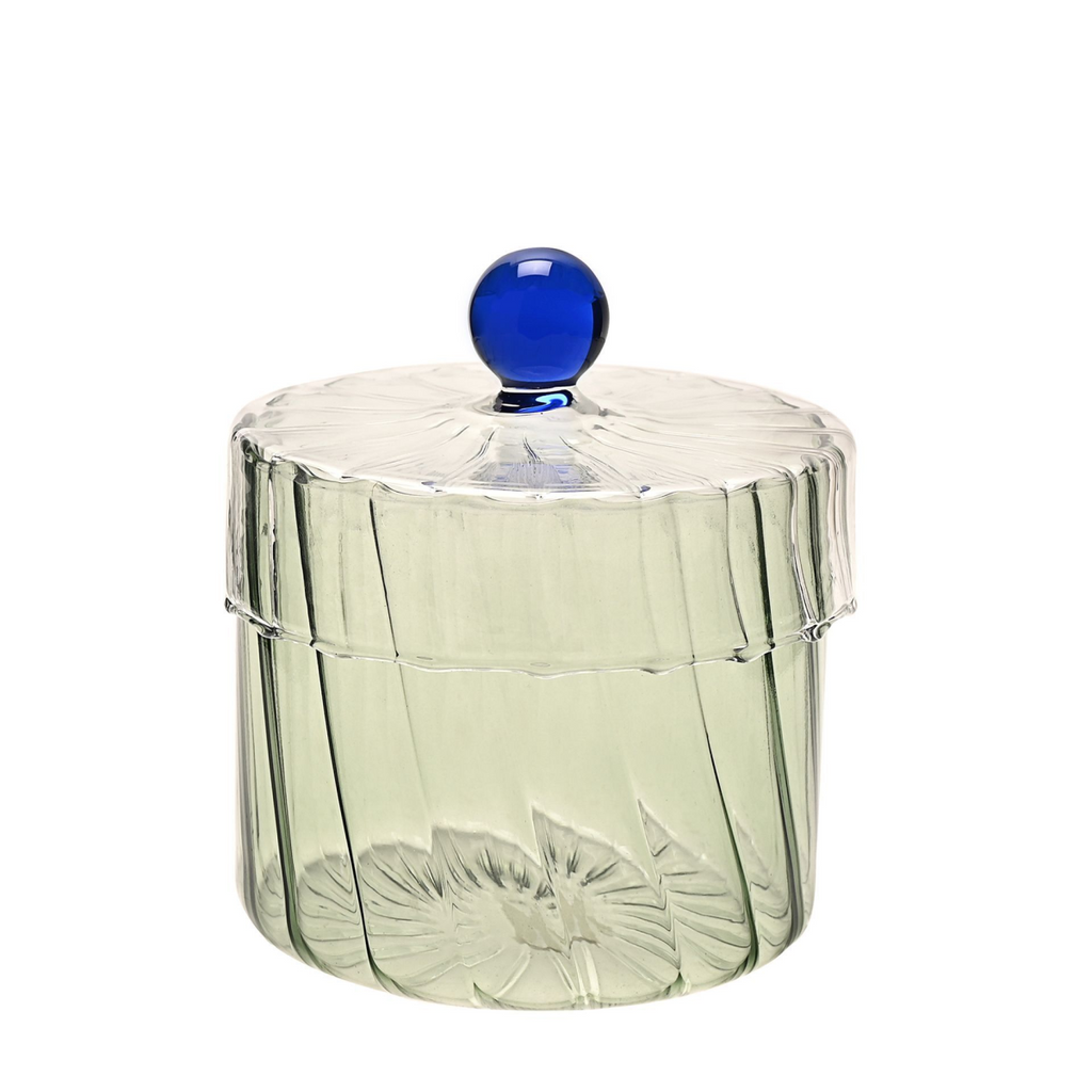 Handmade Coloured Glass Trinket Box - Green & Blue