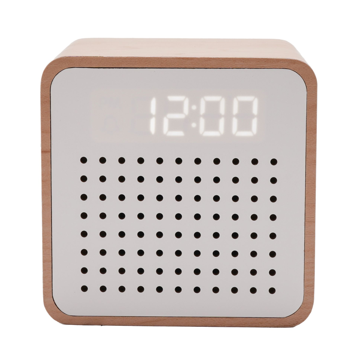 Interval Wooden Alarm Clock with Bluetooth Speaker - White
