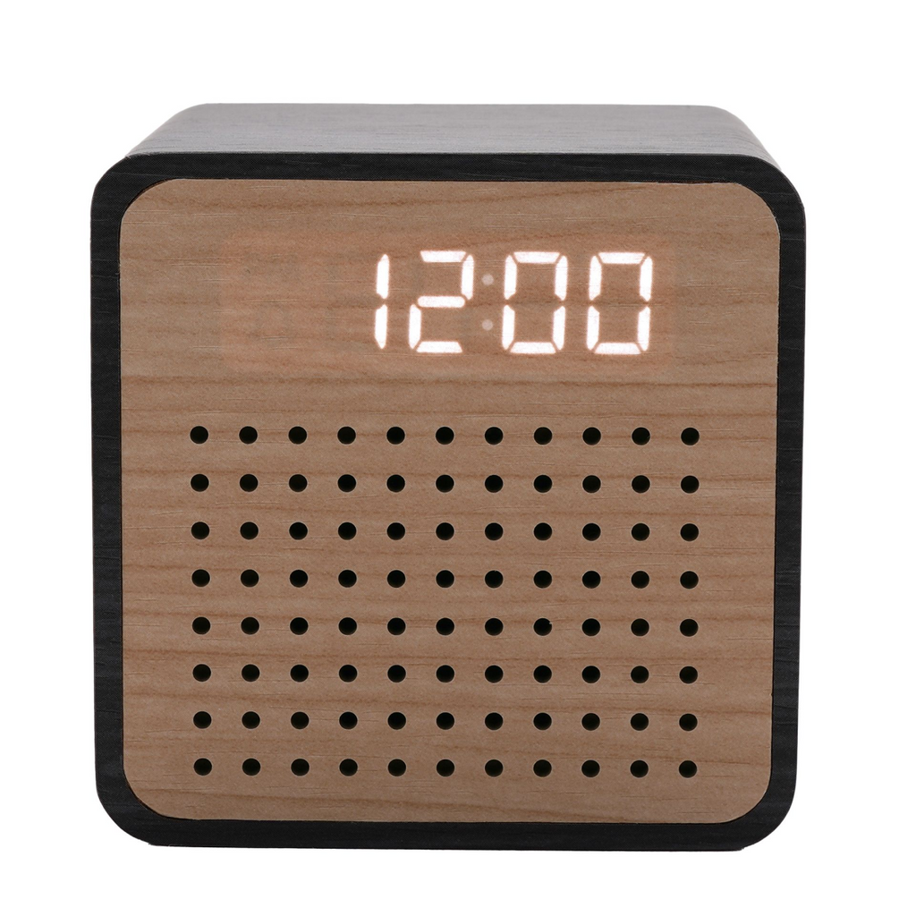 Interval Wooden Alarm Clock with Bluetooth Speaker - Black
