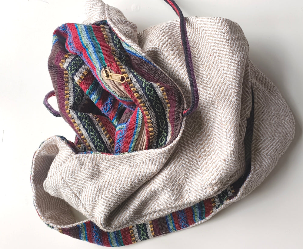 Reversable Folklore Weave Everyday Hemp Bag