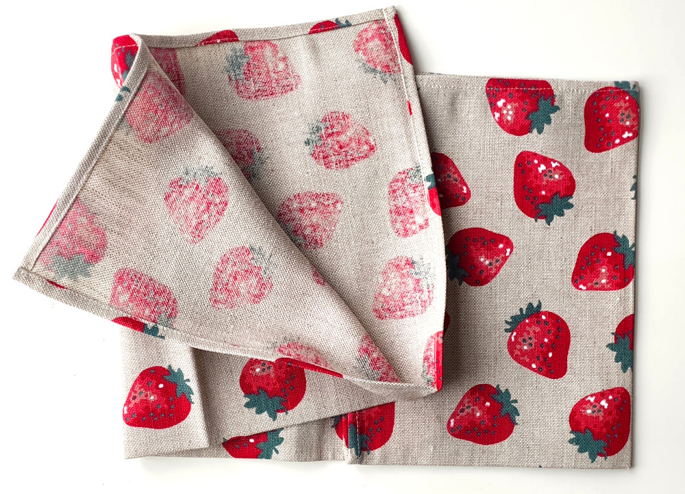 Strawberries Lithuanian Linen Tea Towel