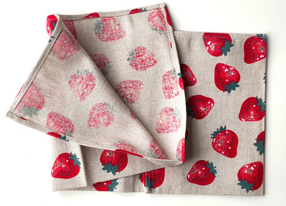 Strawberries Lithuanian Linen Tea Towel